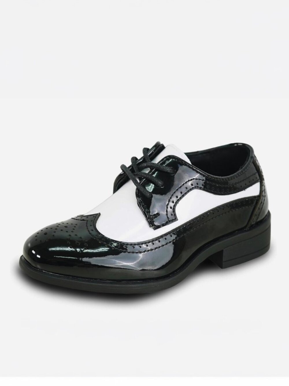 VANGELO Kids Black & White Oxford Dress Shoes